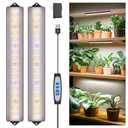 Wolezek Grow Lights for Indoor Plants, 210 LEDs Full Spectrum Plant Grow Light Strips with 6/12/16H Auto Timer, 13.8 Inches Bright Grow Lamp Bar for Plant Shelves and Cabinet, 2 Pack