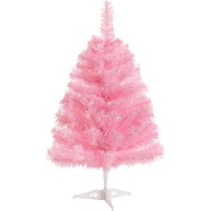 Gloreyan 2FT Artificial Christmas Tree Pink Tabletop Christmas Tree with Plastic Stand Mini Xmas Pine Tree for Party Supplies Indoor Outdoor Holiday Home Decoration (Pink)