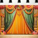 Indian Diwali Pooja Photo Backdrop Photography Background for Durga Puja, Traditional Chatiya Navratri Ganpati Ganesh Marigold Backdrops Photo Booth Prop Decorations Wall Decor Tablecloth