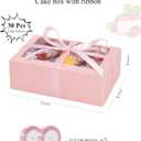 COTOPHER 30Pcs Cookie Boxes with Ribbons, 9x6x3 Inch Bakery Boxes with Window, Pink Treat Containers for Pastries, Chocolate Covered Strawberries, Dessert, Easter Candy, Muffins, Donuts