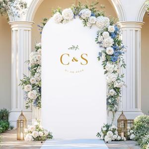 6.6 ft White Arch Cover Spandex Wedding Arch Backdrop Cover 2-Sided Stretchy Fitted Arch Stand Cover Round Top Chiara Photo Backdrop for Birthday Parties Baby/Bridal Shower Ceremony Banquet Decoration (6.6FT)