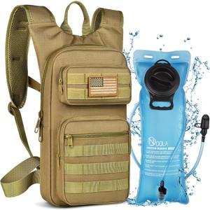 NOOLA Hydration Backpack with 3L TPU Water Bladder, Tactical Molle Water Backpack for Men Women, Hydration Pack for Hiking, Biking, Running and Climbing (Tan)