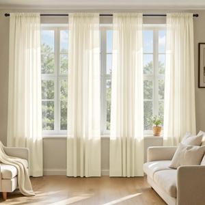 MIULEE Light Cream Sheer Curtains 84 Inches Long, 4 Panels Set, Light Filtering Rod Pocket Voile Drapes for Living Room and Bedroom, Airy Soft Fabric Window Treatments, 42 x 84 Inches
