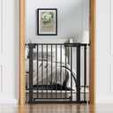 Babelio Baby Gate for Doorways and Stairs, 31-36" Pet Gate with Wide Walk Thru Door and Lock Indicator, No Drill Pressure Mounted Safety Gate with Double Lock and Self-Closing, Black
