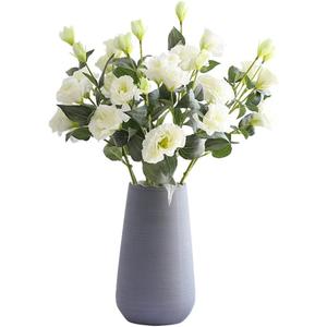 XZJMY 4 Branch 3 Heads Artificial Flowers Bouquet,Eustoma Lisianthus Flowers,Silk Flowers Flower Arrangement Accessories Faux Plastic Flower for DIY Wedding Party Home Decor(White)