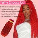 Red Human Hair Bundles Deep Wave 26 28 30 Inch Curly Human Hair 100% Unprocessed Brazilian Virgin Hair 3 Bundles for Women Wet and Wavy Hair Bundle Extensions