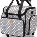 LUXJA Serger Case with Detachable Dolly, Bag with Removable Padding Pad (Fit for Most Standard Machines), Gray Dots