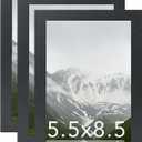 5.5x8.5 Picture Frame Black for Wall Mounting or Tabletop Set of 3, Wood 5.5 x 8.5 Frame Photo Frame for Wall Hanging Horizontally or Vertically, Black, Pack of 3 