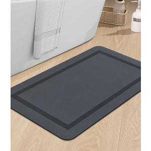 chakme Bathroom Mat Rugs 30x17, Ultra Thin Magic Mat Bath Rug Non Slip Bath Rugs Quick Dry Absorbent Bath Mats for Bathroom Floor, (Dark Grey, 30"x17") (1'5" x 2'6" (Rectangular))