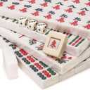 Yellow Mountain Imports Champion-Size Chinese Mahjong Set -146 Large Melamine Tiles, Dice, Wind Indicator & Aluminum Case - No Numbers or Letters - Chinese Style Gameplay Only