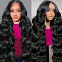 KALASHOW 28 Inch Body Wave Lace Front Wigs Human Hair,200 Density Frontal Wigs Human Hair 13x6 Hd Lace Front Wigs Human Hair Pre Plucked Glueless Wig Body Wave Wig for Women Natural Black