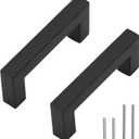 Cabinet Pulls Matte Black Cabinet Handles Square Drawer Pulls, 20 Pack 3 Inch Stainless Steel Kitchen Door Cupboard Cabinet Handles, Drawer Hardware Handles, 76mm Hole Centers (3 inch Hole Centers(76mm))