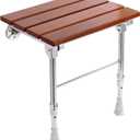 Folding Shower Seat Wall Mounted with Legs, Shower Seat Benches Stool Chair for Inside Shower, Fold Down Shower Seat for Seniors Small Shower Space, Foldable Fold up Waterproof Wood Height Adjustable