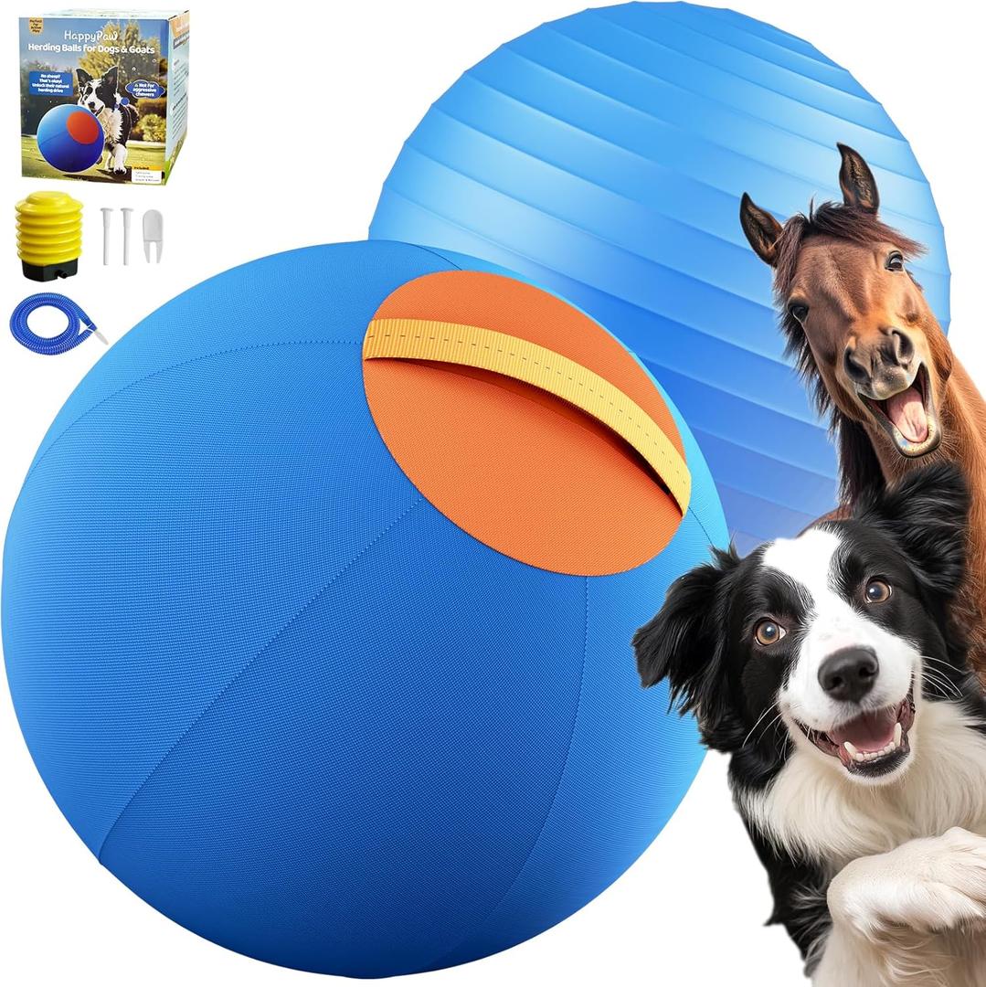 Herding Ball for Dogs Large, Upgraded Durable 18" Dog Herding Ball for Australian Shepherd, Collie Horse Ball for All Breeds, Herding Dog Toys Indoor Outdoor Play Exercise (Blue-Orange, M)