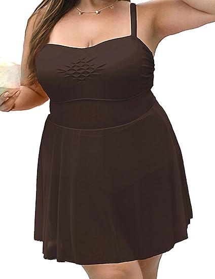 Curvtide Plus Size Swim Dress One Piece Swimsuits for Women Swim Romper Bathing Suits Tummy Control Modest Swimdress 3X Coffee Curvtide Plus Size Swim Dress One Piece Swimsuits for Women Swim Romper Bathing Suits Tummy Control Modest Swimdress 3X Coffee