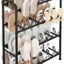 STORAGE MANIAC 48 Pairs Vertical Shoe Rack, Wing Large Metal Shoe Organizer for Closet, Entryway, Garage, Hallway, Double-Sided Shoes Shelf for Space Saving, Black 4-Tier