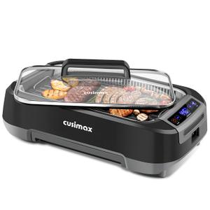 CUSIMAX Smokeless Indoor Grill, 1500W Electric Grill Korean BBQ Grill Black