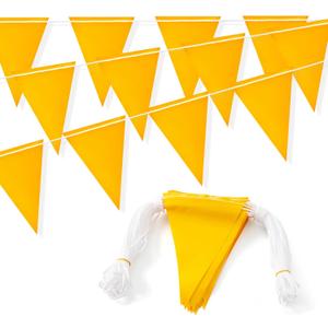 105FT Safety Warning Pennant Banner Flags  Multipurpose OSHA High Visibility Triangle Flags for outside fence, Roadwork, Party and Hazard Areas(YELLOW,45pcs,105FT)