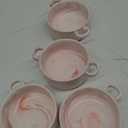 Bosmarlin Ceramic Marbling Souffle Dishes, Dould Handle Ramekin for Baking, Set of 4 (Marbling Pink, 10 Oz)