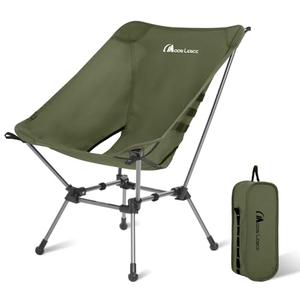 MOON LENCE Portable Camping Chair Plus, Larger & Roomier, Compact and Lightweight Still, Folding Chair for Backpacking & Hiking, 330Lbs Capacity (Moss Green)