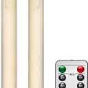 Ivory Flameless Taper Candle - 9 Inch Dripping Wax Design, 3D Flickering Flame, Remote & Timer, 400-Hour Battery, Perfect for Christmas, Holiday Decor, Window & Table Decoration