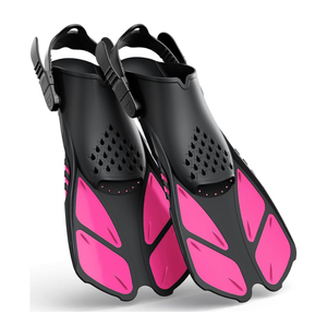 Greatever Snorkel Fins Adjustable Buckles Open Heel Swim Flippers Travel Size Short Swim Fins for Snorkeling Diving Swimming Adult Men Womens