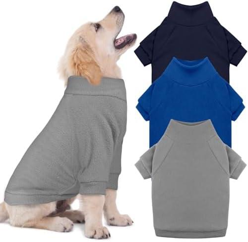 3 Pack Dog Sweater Fleece Pet Clothes Turtleneck Soft Warm Sweatshirt Dog Sweaters for Small Dogs Sweaters for Medium Dogs Boy Girl Pet(Gray+Royal Blue+Navy,S/M)