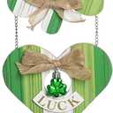 Valery Madelyn St Patrick's Day Decorations, Rustic Wooden Shamrock Decorations, Farmhouse St Patrick's Day Wall Decor Hanging Decor with Tassel and Beads, Spring Decoration for Home Office, 17 inch (Medium)