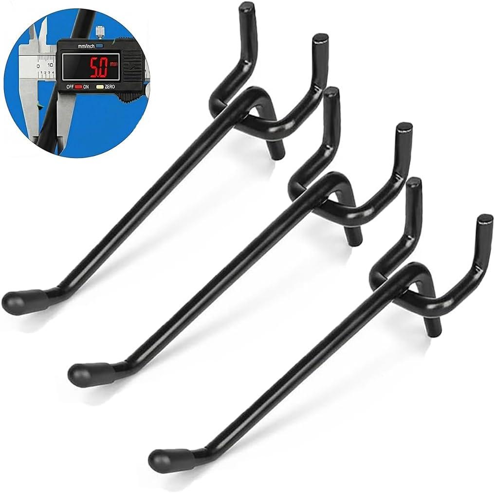 80 Pack 6 Inch Black Pegboard Hooks,Extra Thick 1/4" Peg Board Hooks Heavy Duty for Hanging, Pegboard Accessories for Kitchen, Gym,Garage,Store Wall Organizer