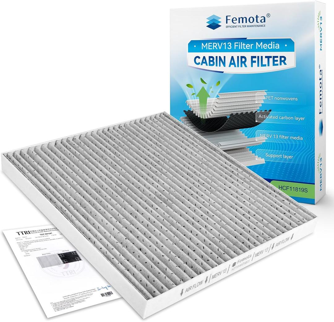 MERV 13 Cabin Air Filter with Activated Carbon, CF11819(CP819) for Hyundai Sonata,Azera, Kia Cadenza,Optima,Sedona, GMC Terrain, Chevy Equinox