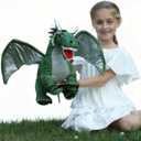 Giant Dragon Plush Toy, 24 Inch Soft Large Drgon Stuffed Animal for Kids Boys Girls, Green Dinosaur Plushies as Christmas Birthday Gift