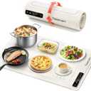 Food Warming Mat, Silicone Heating Tray with 7 Temperature Settings, Quick Full Surface Heating Pad, Thermochromic Line, Kids Lock, Electric Warming Tray for Buffets Party