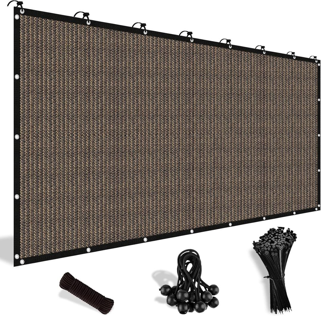 Shade&Beyond 90% Sun Shade Cloth with Grommets, 8' X 10' Pergola Shade Cover Canopy, Mesh Tarp Sun Screens for Patio, Outdoor, Garden, Backyard, Mocha