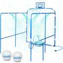 Backyard Water Park & Basketball Game Set, Heavy-Duty Steel Water Park Sprinkler Toy Game with 2 Basketballs, Water Basin & Faucet, Outdoor Summer Water Fun Play Toys for Kids & Family