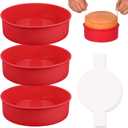 HUAKENER 6 Inch Round Cake Pan, 3 Pack Silicone Cake Molds with 100 Pieces Parchment Paper, Nonstick Cake Molds for Smash Cakes, Layer Cakes, Cheese Caks, Chocolate Cakes