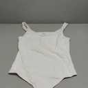 Chunpin Women's Square Neck Tank Bodysuit Sleeveless Tank Top Double Lined Body Suit Going Out Outfits Thong Bodysuits (Large, White)