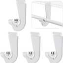 4 Pcs Closet Rod Hooks Plastic Snap-in Support Brackets J-Shaped Closet Rod Bracket for Hanging Clothes Cabinets Storage and Curtain (White)