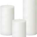 3 Packs Unscented Different Sizes White Pillar Candles, Dripless 3x4, 3x6, 3x8 Inch Cylinder Candles for Wedding, Home Decor, Dinner Table, Party, Power Outage, Emergency