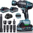 Cordless Impact Wrench, Power Impact Wrenches electric wrench 1/2 inch, 740 Ft-lbs(1000/1600 N.m), Six Adjustable Speed, w/ 2 Battery, 5 sockets, 1 glove, 1 extension rod, 2 pins, 2 holsters (1600Nm)
