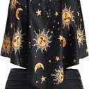 Women Sun Stars Moon Flounce High Waisted Tankini Swimsuit (2XX-Large, Yellow2)
