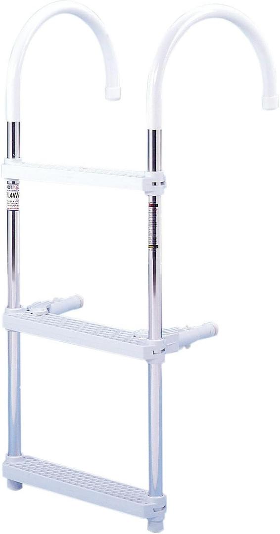 DotLine Boat Aluminum 3 Step Ladder  Folding Gunwale Hook Design, 11" Wide Hooks, Non-Marking Support Legs, 250 lb Capacity  Durable Marine Boarding Solution