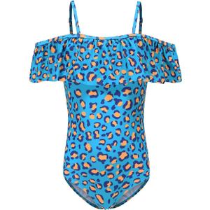 Girls One Piece Swimsuits One Shoulder Ruffle Swimwear Floral Bathing Suit (7-8 Years, Green Leppard Off Shoulder)