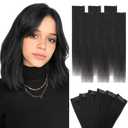 Hairro 6PCS 6 Clips In Short Hair Extensions 31g 10 Inch Dark Black