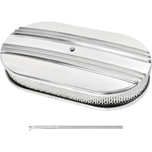 15" Oval Partial Finned Aluminum Air Cleaner Assembly Kit, Polished Air Cleaner for Carburetor with Filter Element