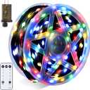 Joiedomi 600 LED Christmas String Lights Outdoor,198FT Multicolor Fairy Light with Remote 8 Modes Timer, Plug in PVC Green Wire Lighting Decor with Reel for Indoor Dorm Classroom Bedroom Holiday