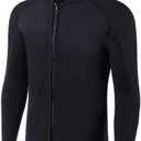 INTBOSS Wetsuit Top Men,2mm Mens Wetsuit Top 3mm Long Sleeve Wetsuit Jacket Men Front Zip Warm Wets Suit Jackets for Men Stretch Mens Wetsuit Top M