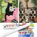 Mandun 2 Pack Paint by Numbers Kit for Adults, Cat Giaffe Paint by Numbers for Adults, DIY Adult Painting by Numbers Beginners on Canvas Acrylic for Home Wall Art Decor 12x16Inch (Rolled Package)