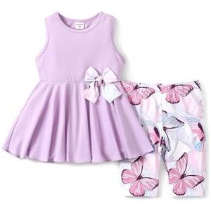 PATPAT Little Toddler Girls Clothes Butterfly Sleeveless Dress Top and Floral Print Short Set Girls Outfits Size 6-7Y