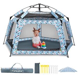 Baby Playpen Pop-up Tent - Outdoor & Indoor Play Tent for Beach with Canopy Travel Bag Portable Play Yard for Babies & Toddlers (Ocean)