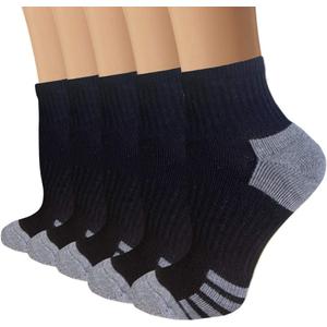 Iseasoo Copper Compression Socks for Men & Women Plantar Fasciitis Relief, Ankle Support & Circulation Running & Recovery 5 Pack (Large-X-Large, A03 - Black)